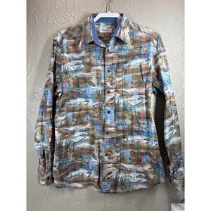 Robert Stock Heritage Shirt Mens Red Classic Fit All Over Print Cabincore Medium